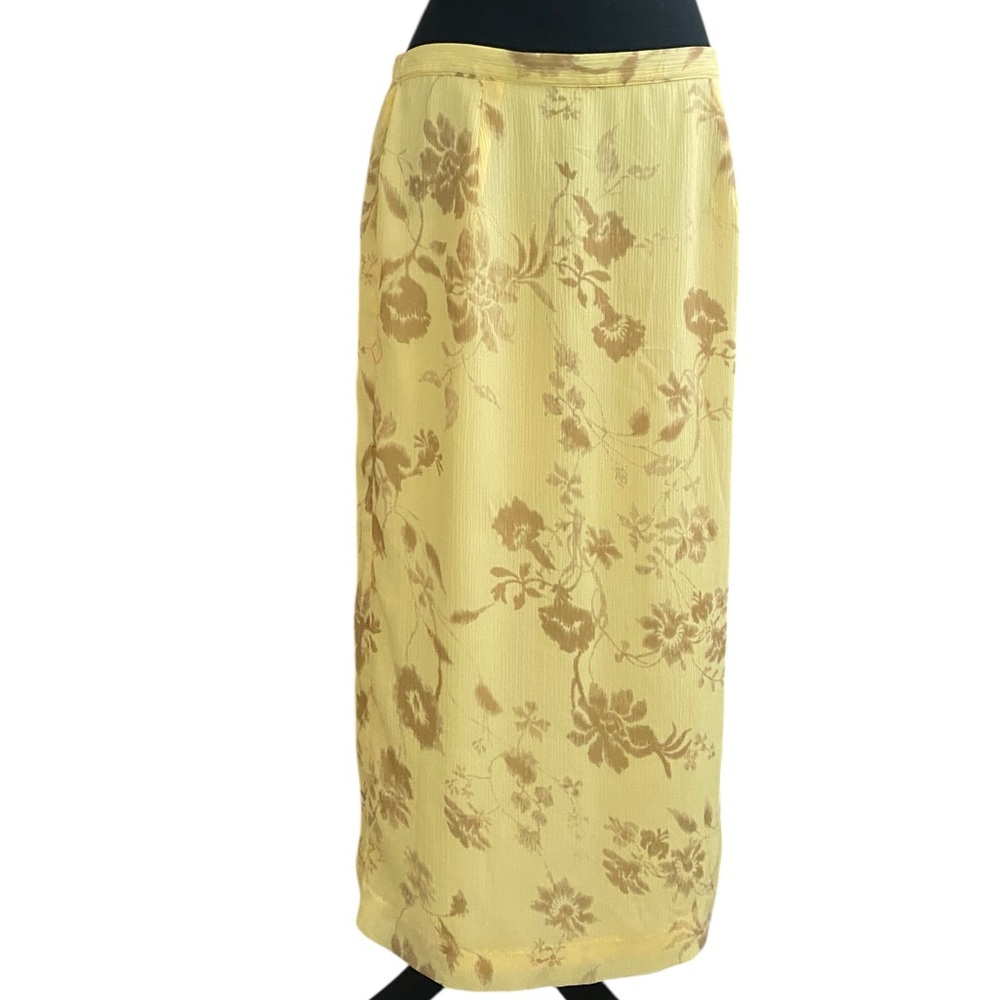 Vintage Pendleton Yellow Floral Midi Skirt Size 16